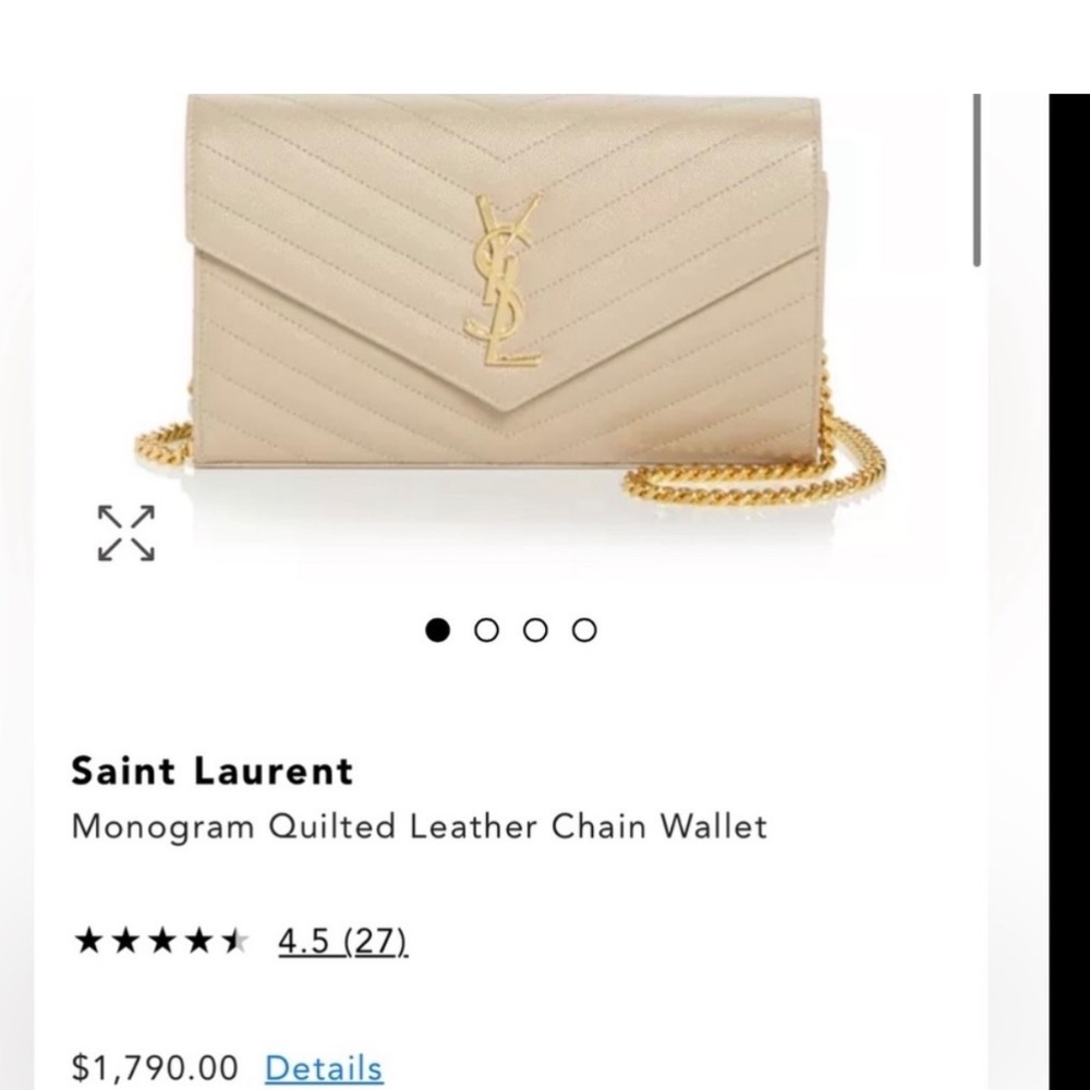 Yves Saint Laurent beige Cassandre envelope flap wallet on chain - Picture 4 of 9